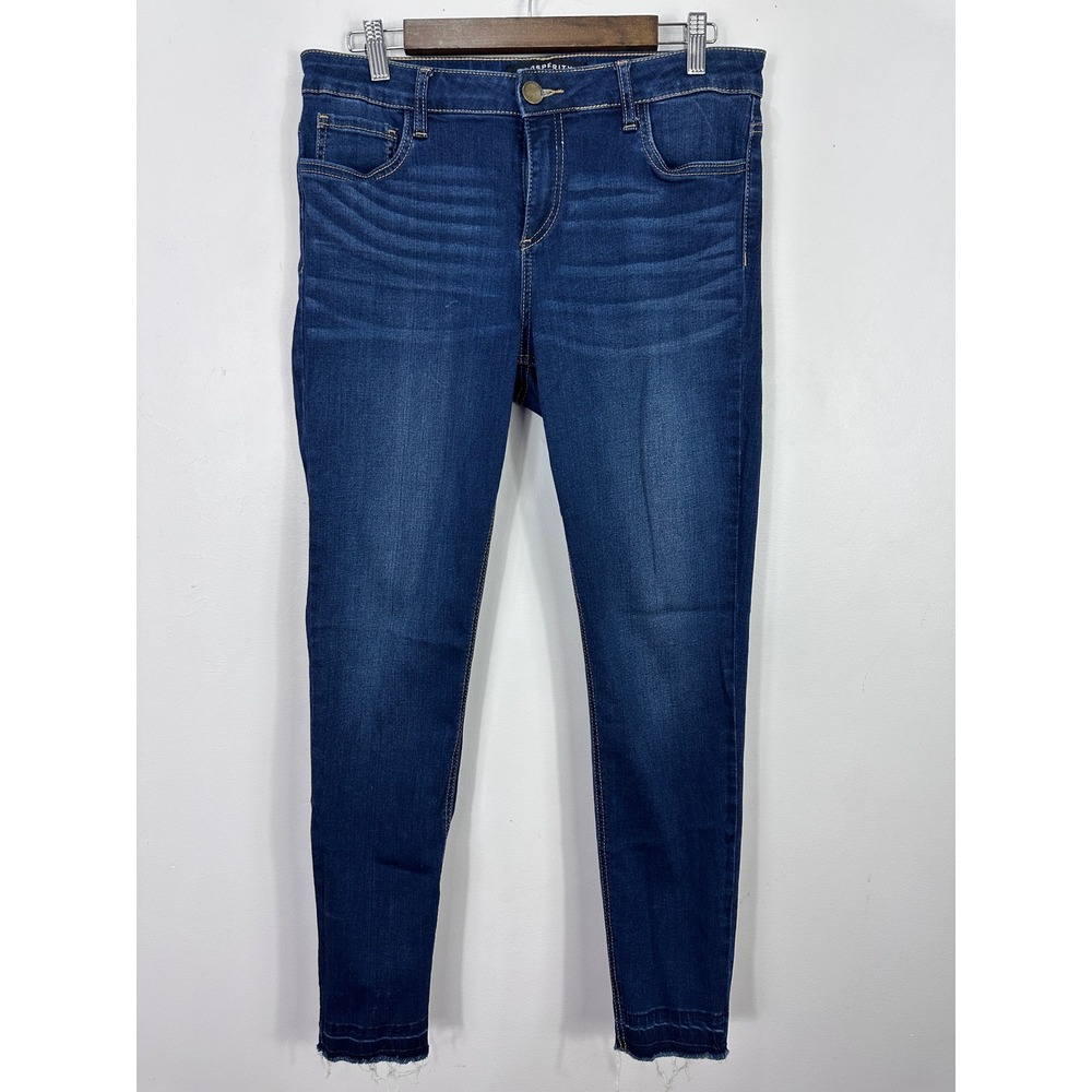 Prosperity Skinny Jeans Womens 31 Blue Dark Wash Raw Hem Stretch Denim Edgy